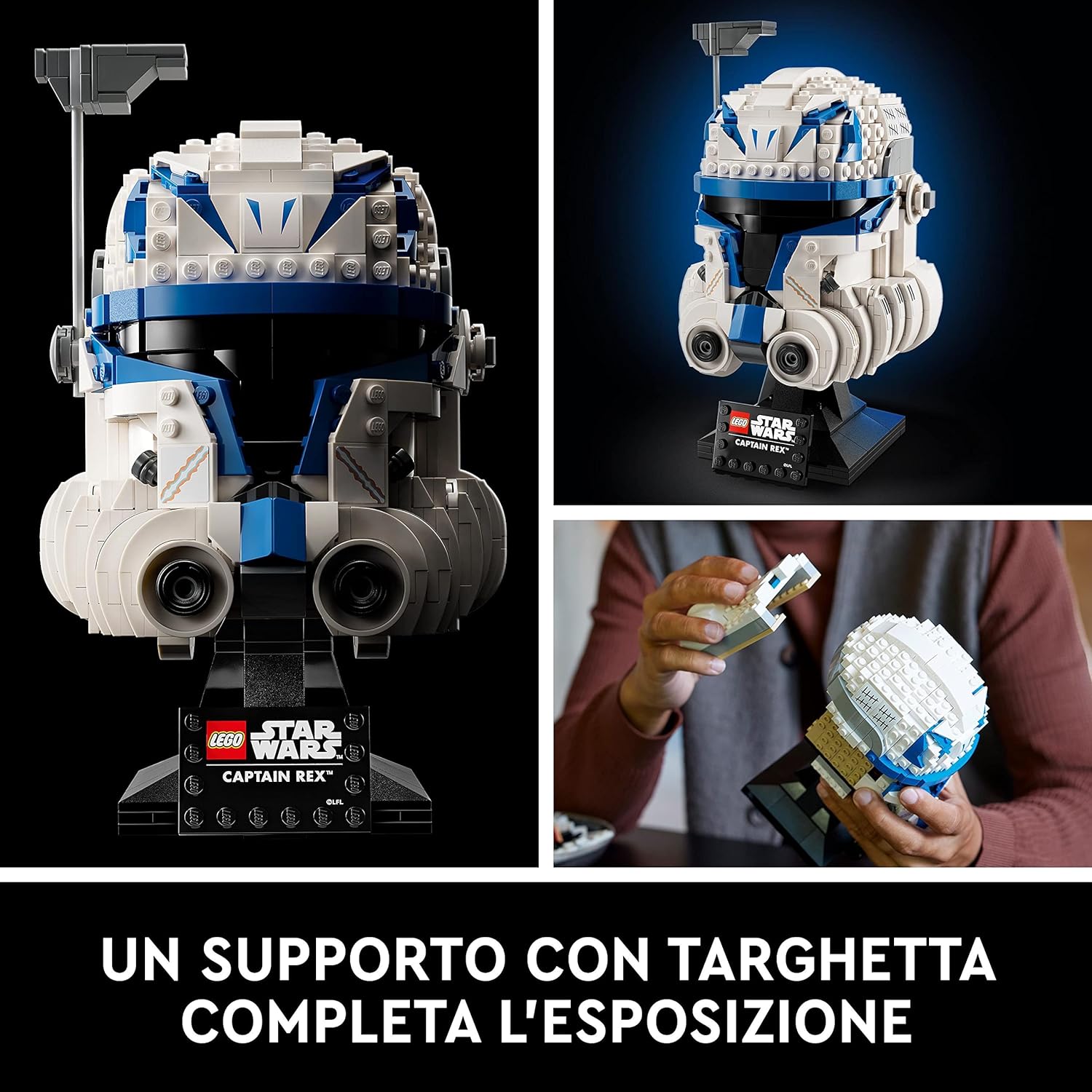 LEGO Star Wars Captain Rex Helmet Set, The Clone Wars Collectible for Adults, 2023 Series Model Collection
