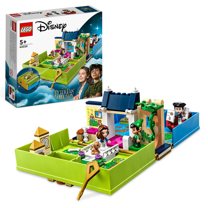 LEGO Disney Peter Pan & Wendy's Storybook Adventure Portable Playset with Micro Dolls and Pirate Ship, Travel Toys for 5 Plus Year Old Kids Girls & Boys 43220