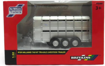 Britains Tomy Véhicule de Collection, Bétaillère Ifor Williams pour Adultes 152083, Véhicule Agricole, Modèle à l'Echelle 1/32, Réplique Adaptée aux Enfants de 3 Ans+, Gris