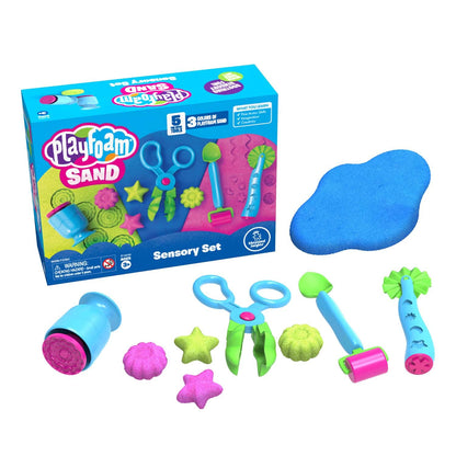 Learning Resources Playfoam Sand Sensory Set, Play Sand Toy with 3 Colours and 5 Tools, Play Sand for Squishing, Mixing & Moulding, Preschoolers Toddlers Classroom, Gifts For Kids Boys Girls Ages 3+
