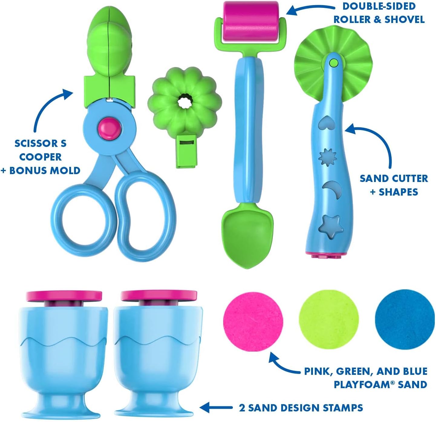 Learning Resources Playfoam Sand Sensory Set, Play Sand Toy with 3 Colours and 5 Tools, Play Sand for Squishing, Mixing & Moulding, Preschoolers Toddlers Classroom, Gifts For Kids Boys Girls Ages 3+