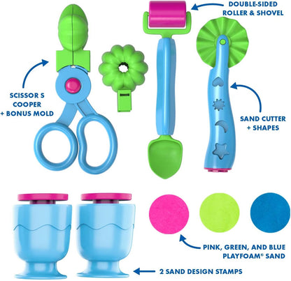 Learning Resources Playfoam Sand Sensory Set, Play Sand Toy with 3 Colours and 5 Tools, Play Sand for Squishing, Mixing & Moulding, Preschoolers Toddlers Classroom, Gifts For Kids Boys Girls Ages 3+