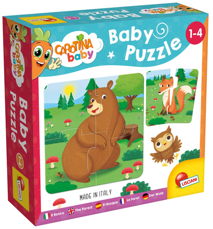 Lisciani - Baby Puzzle - Der Wald - Denkspiel - Bildungsspiel - 6 Puzzles mit je 4 Teilen - Tiere - 14 x 14 cm - Für Kinder von 1 bis 4 Jahren - Carotina Baby