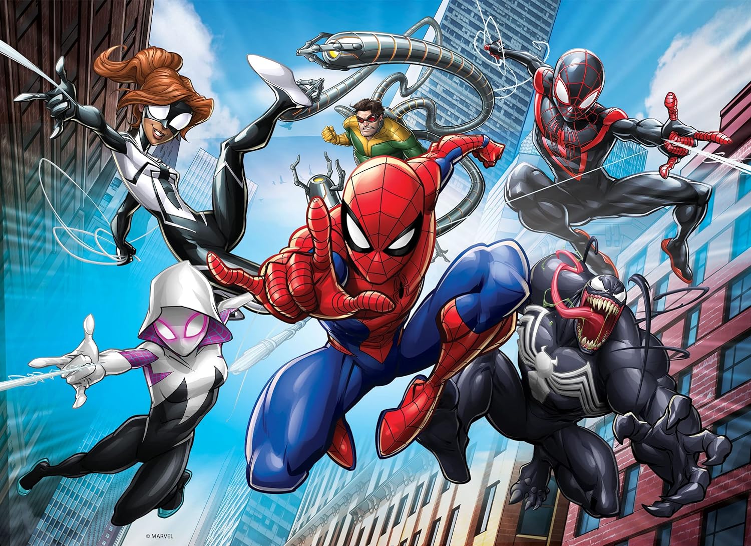 Liscianigiochi - Marvel Puzzle DF, 99627 - Doppelseitiges Puzzle M-Plus 48 Teile - Spiderman - 25x35 cm - Fördert Kreativität, Feinmotorik und Vorstellungskraft