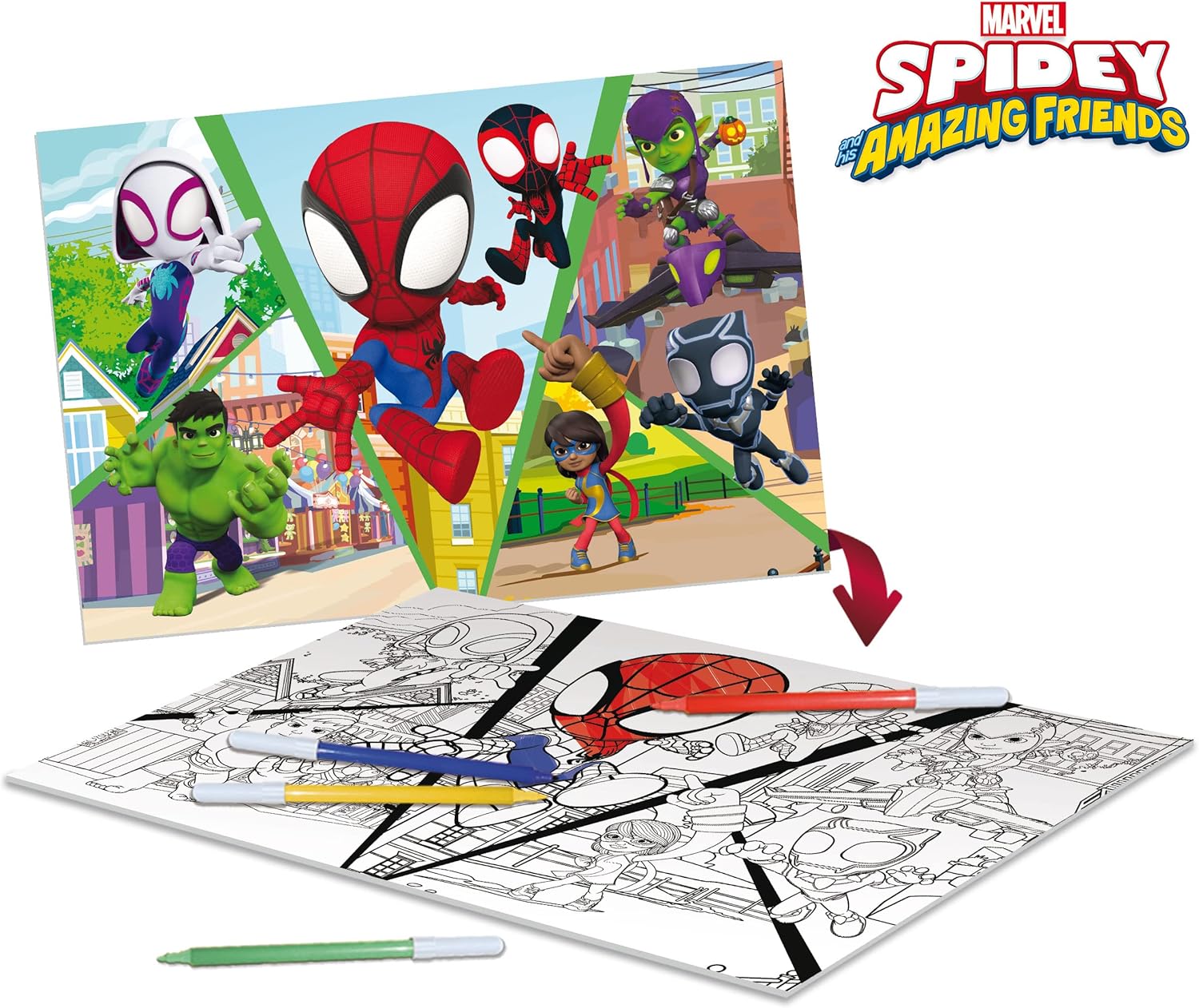 Liscianigiochi 99672 Lisciani Spiele Marvel Puzzle DF Plus 24 Spidey Let's Challenge