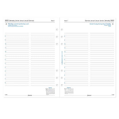 Filofax A5 day per page 5 language appointments diary - 2023, White,23-68515