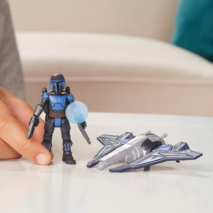 Star Wars Mission Fleet F1563 - Figura articulada de 6 cm + vehículo - Mandalorian Trooper