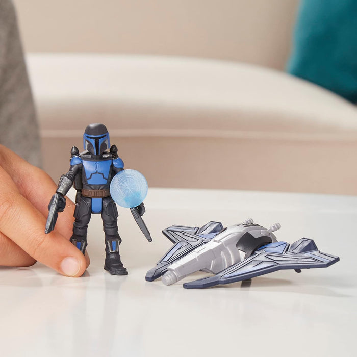 Star Wars Mission Fleet F1563 - Figura articulada de 6 cm + vehículo - Mandalorian Trooper