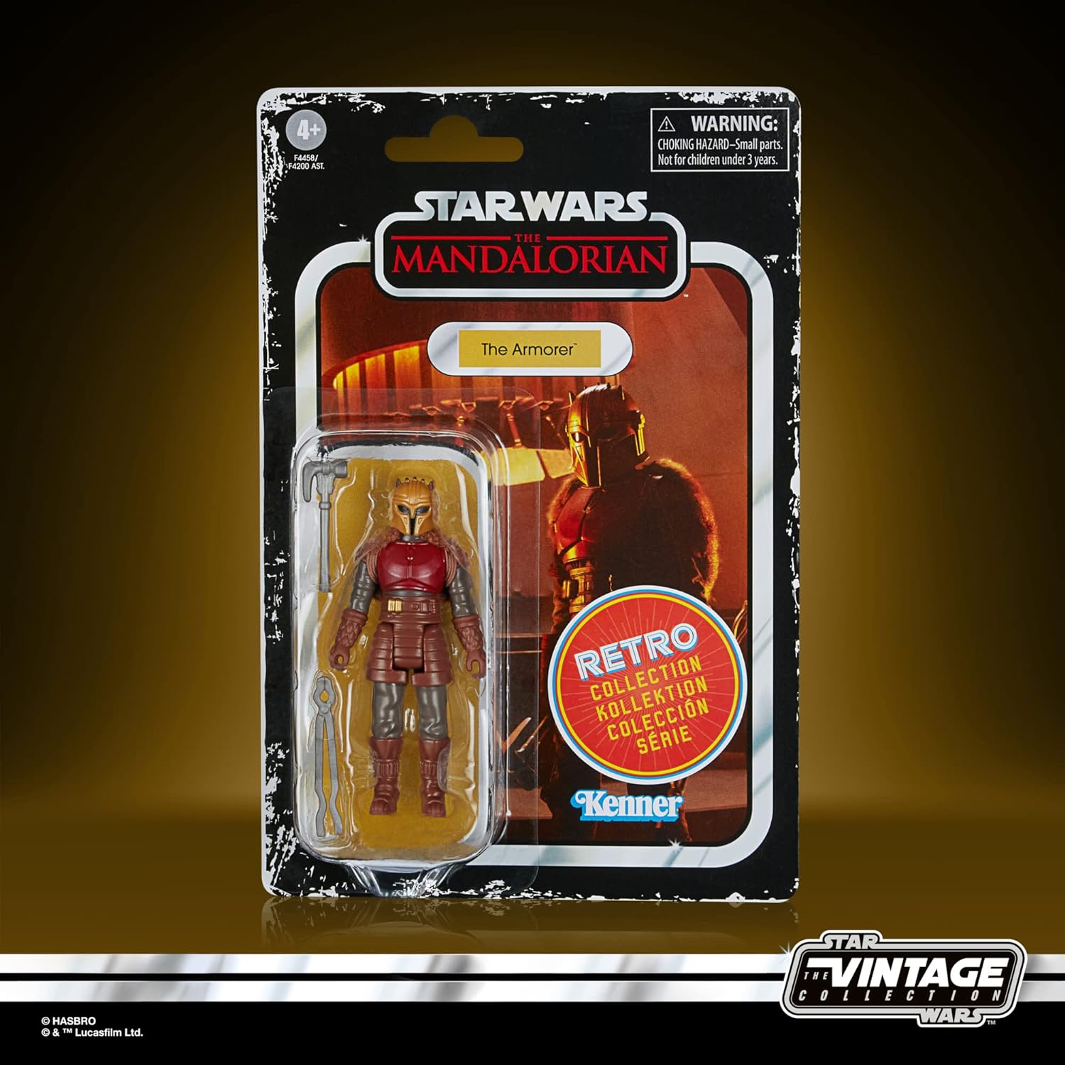 Hasbro Star Wars Retro Collection The Armorer Toy 9.5-cm-Scale Star Wars: The Mandalorian Collectible Action Figure, Toys for Kids Ages 4 and Up, Multicolor, F4458