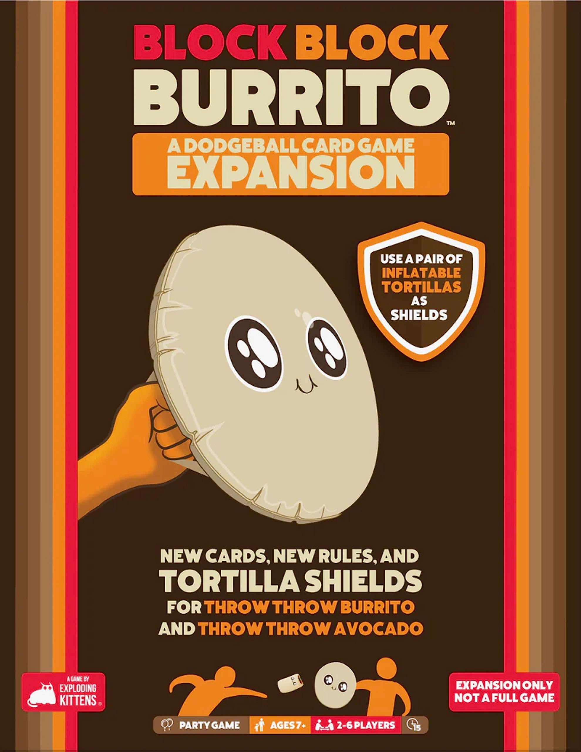 Exploding Kittens Presents Block Block Burrito - Expansion to Throw Throw Burrito & Throw Throw Avocado - Card Games for Adults, Kids & Teens, A Dodgeball Card Game Expansion - Ages 7 and Up
