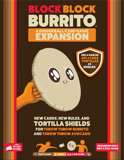 Exploding Kittens Presents Block Block Burrito - Expansion to Throw Throw Burrito & Throw Throw Avocado - Card Games for Adults, Kids & Teens, A Dodgeball Card Game Expansion - Ages 7 and Up