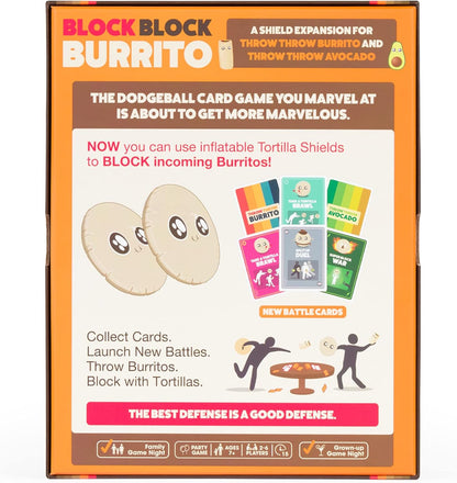 Exploding Kittens Presents Block Block Burrito - Expansion to Throw Throw Burrito & Throw Throw Avocado - Card Games for Adults, Kids & Teens, A Dodgeball Card Game Expansion - Ages 7 and Up