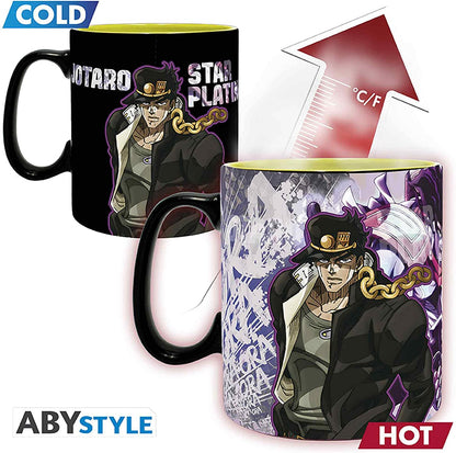 JoJo's Bizarre Adventure Thermal Effect Jotaro Dio Black Printed 100% Ceramic Mug 16 oz.