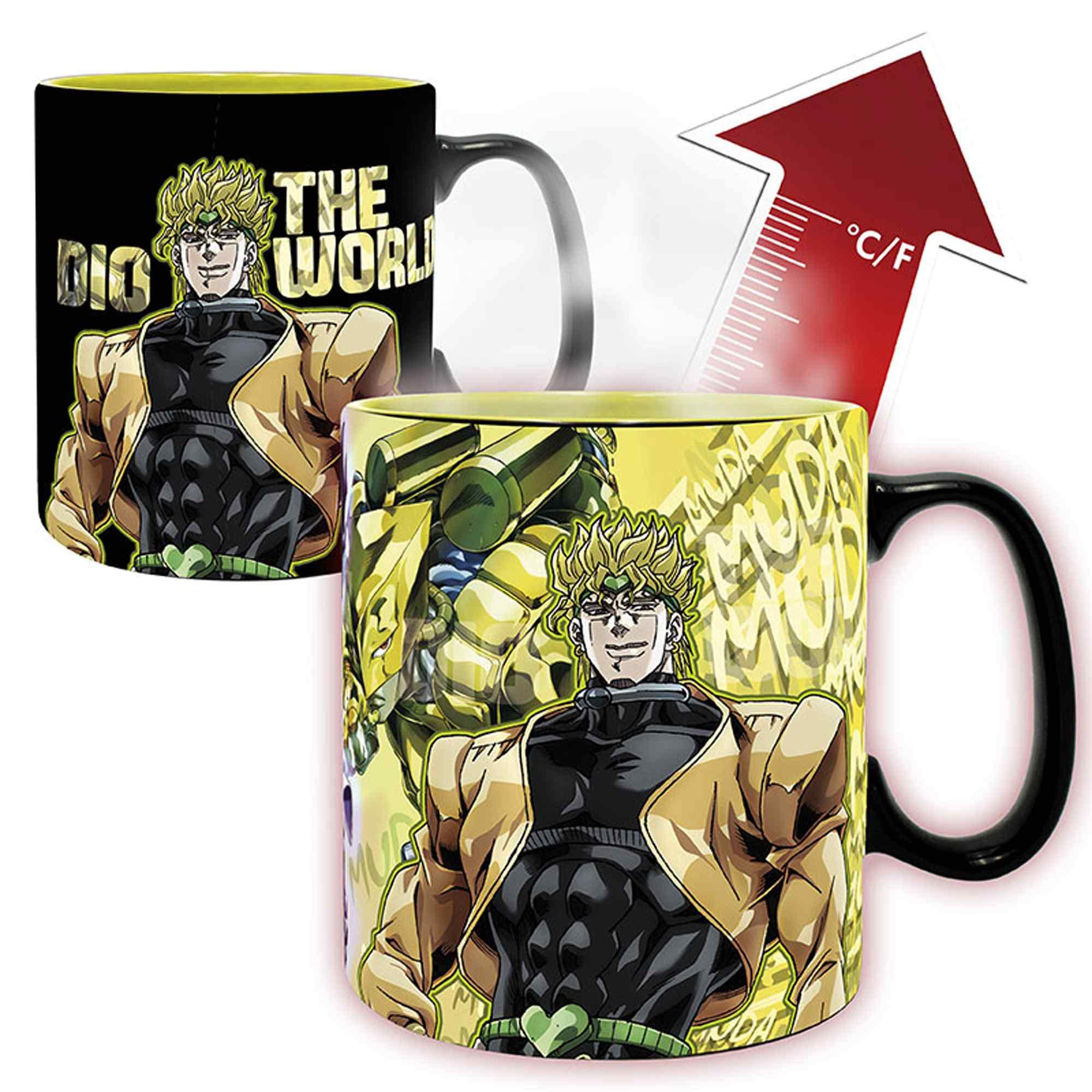 JoJo's Bizarre Adventure Thermal Effect Jotaro Dio Black Printed 100% Ceramic Mug 16 oz.