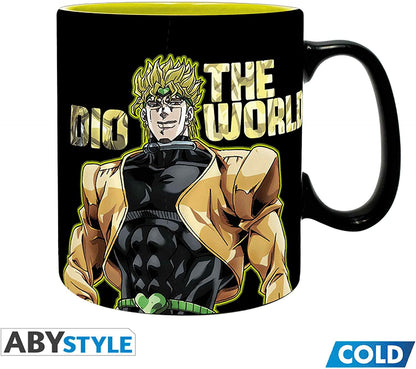 JoJo's Bizarre Adventure Thermal Effect Jotaro Dio Black Printed 100% Ceramic Mug 16 oz.
