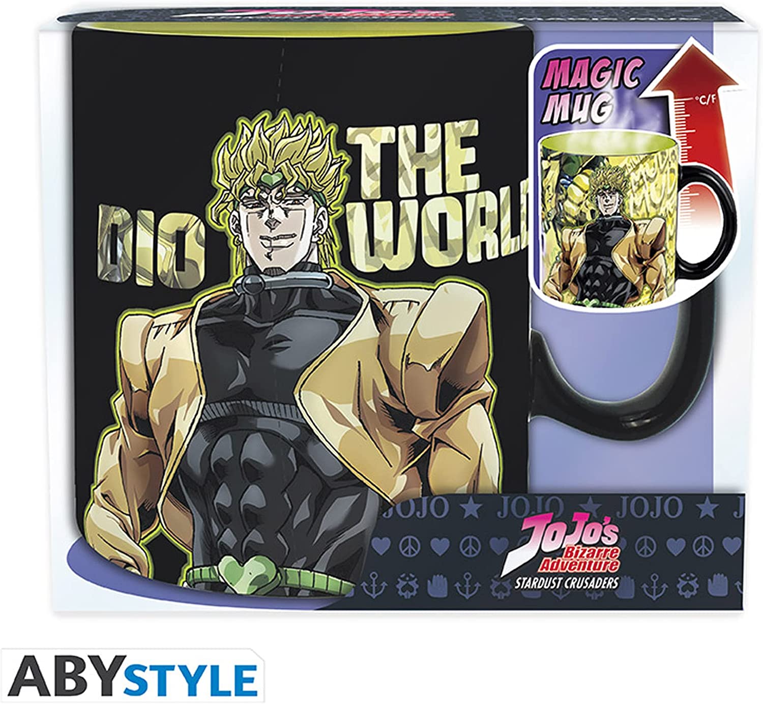 JoJo's Bizarre Adventure Thermal Effect Jotaro Dio Black Printed 100% Ceramic Mug 16 oz.