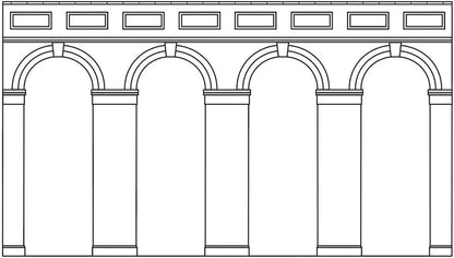 Hornby, 2 paredes de retención con arcos de alto nivel (azulejos azules