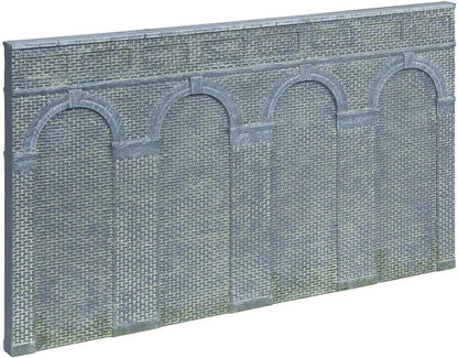 Hornby, 2 paredes de retención con arcos de alto nivel (azulejos azules