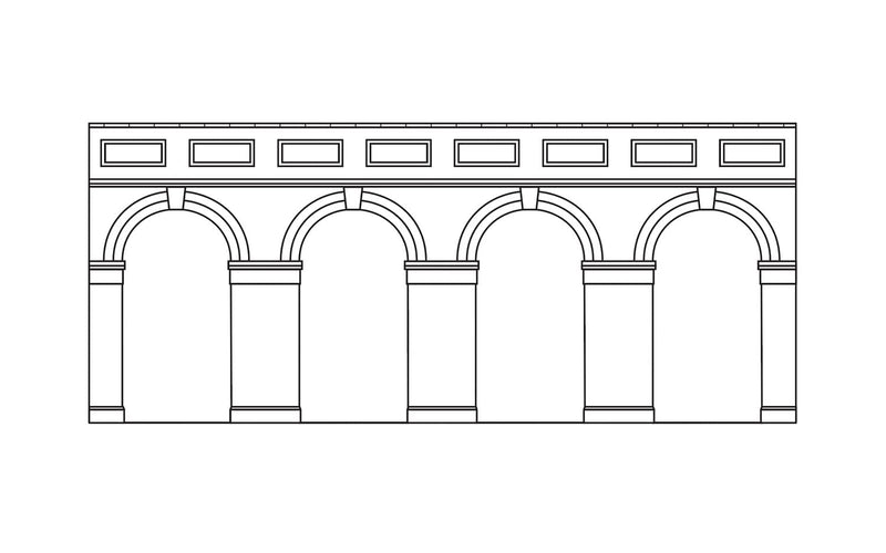 Hornby Mid Level Arched Retaining Walls x2 (Engineers Blue Brick)