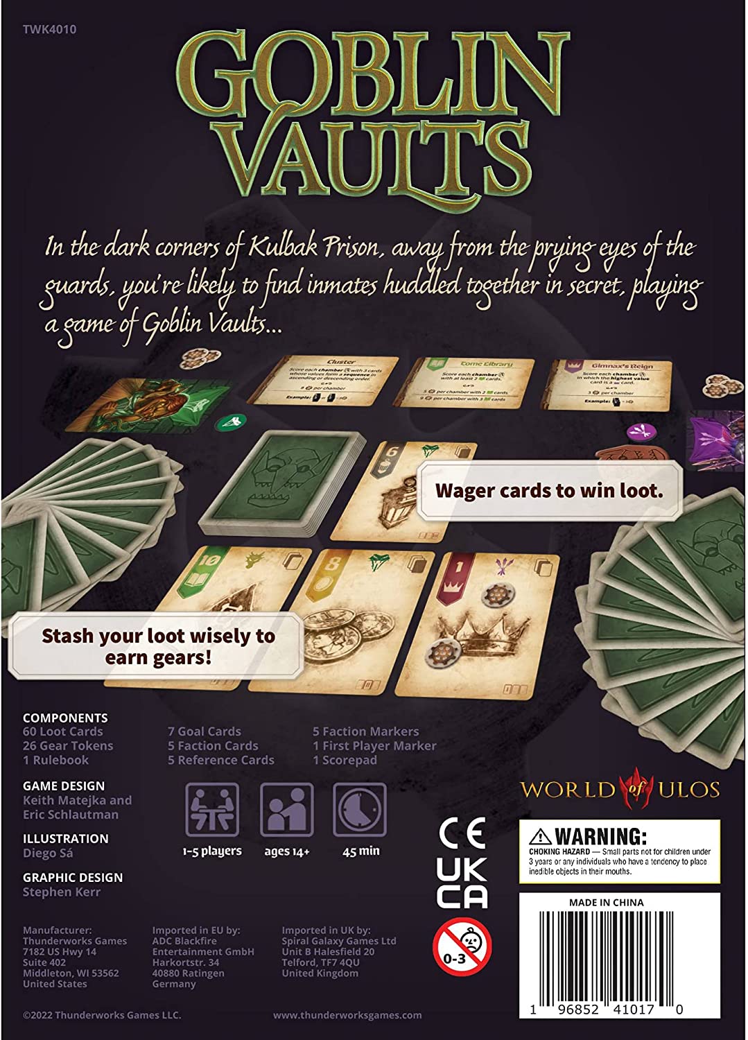 Thunderworks Games Goblin Vaults Game | Strategy Game of Bidding and Card Placement | Ages 14+ | Family Game for 1-5 Players | 30-45 Minutes | Made