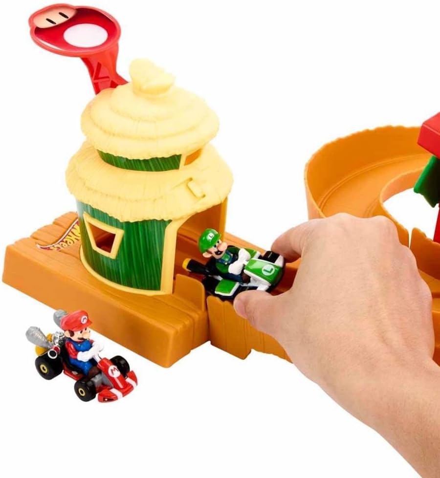 Hot Wheels The Super Mario Bros. Movie Track Set, Jungle Kingdom Raceway Playset with Mario Die-Cast Toy Car Inspired by the Film, HMK49