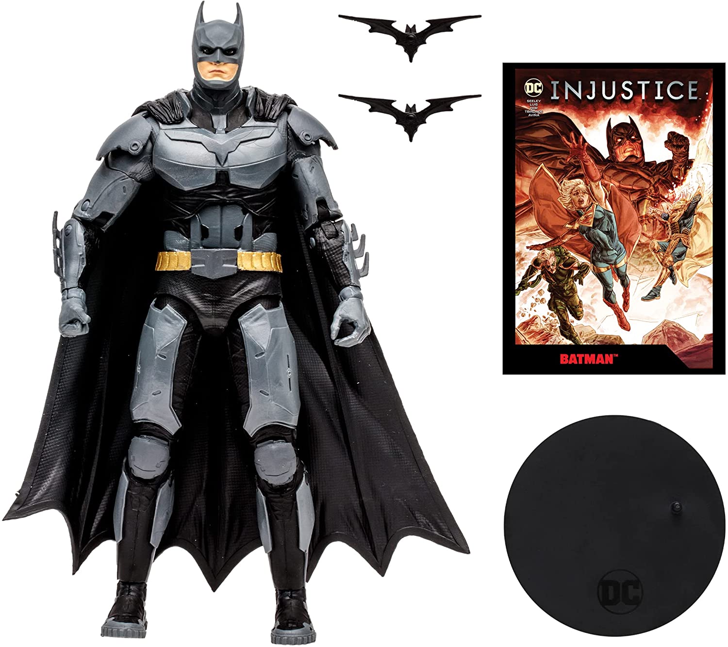 McFarlane Toys - 7-Inch Batman Figure – DC Multiverse Figures – Batman Toys – Collectable Batman Comic Inside – 22 Moving Parts – Collectable Art Card Included Grey,black,yellow 7 Inch