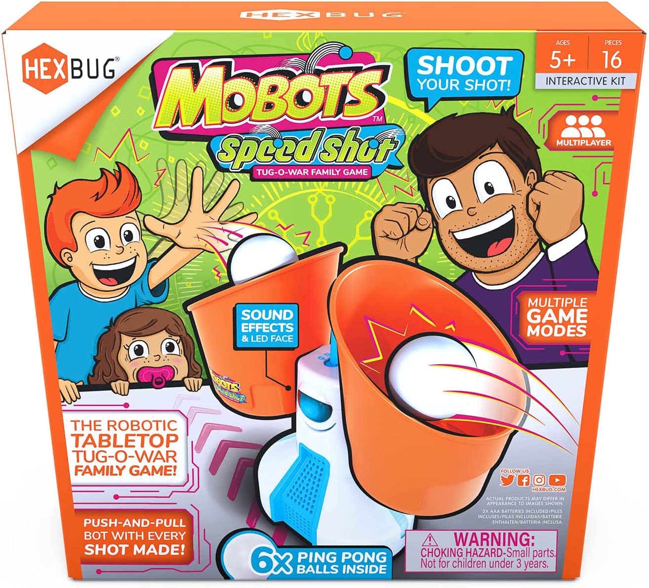 HEXBUG Mobots Speed Shot, Robot Tossing Game, Electronic Indoor Tabletop Toy, Family Fun for Kids and Adults, Ages 5 and Up
