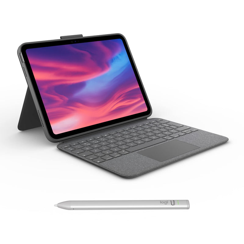 Logitech Combo Touch Keyboard Case for iPad (10th gen) with detachable keyboard and Logitech Crayon (USB-C) digital pencil for all iPads (2018 releases and later) - QWERTY UK