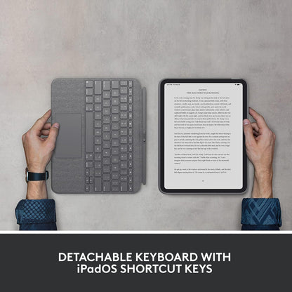 Logitech Combo Touch Keyboard Case for iPad (10th gen) with detachable keyboard and Logitech Crayon (USB-C) digital pencil for all iPads (2018 releases and later) - QWERTY UK