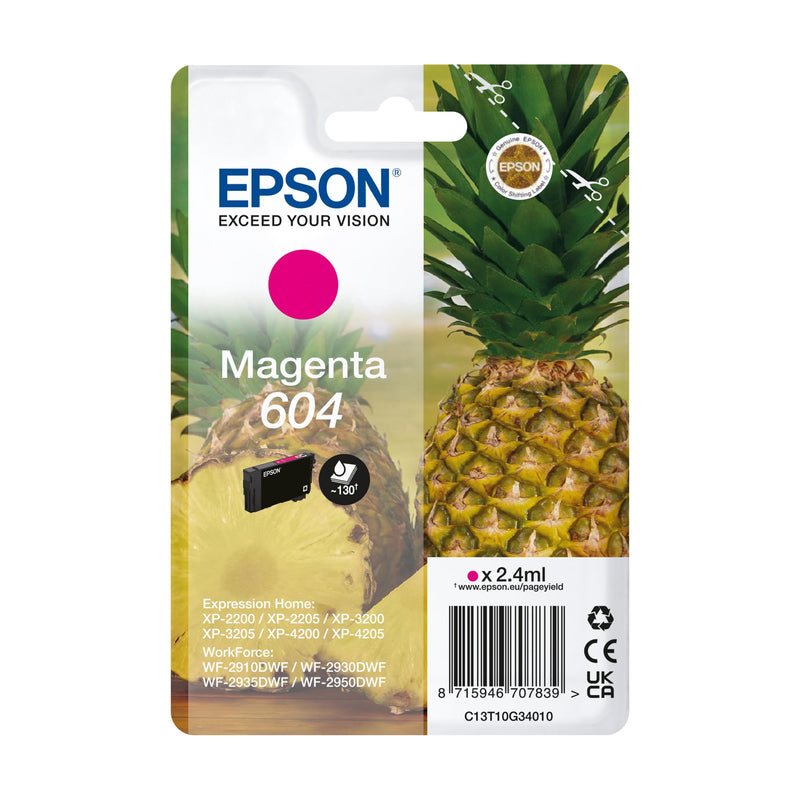 Epson 604 Pineapple, Genuine Magenta Ink Cartridge