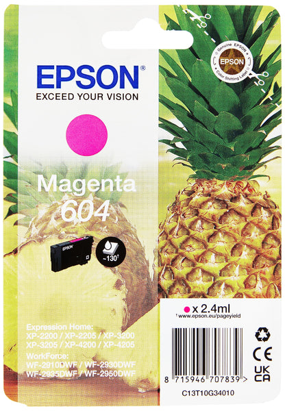 Epson 604 Pineapple, Genuine Magenta Ink Cartridge