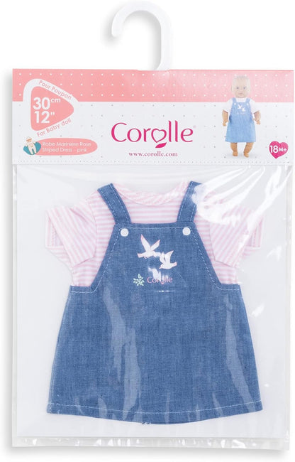 Corolle Kleid gestreift, Loire, Puppenzubehör, Puppenkleidung, für alle 30cm Babypuppen, ab 18 Monate
