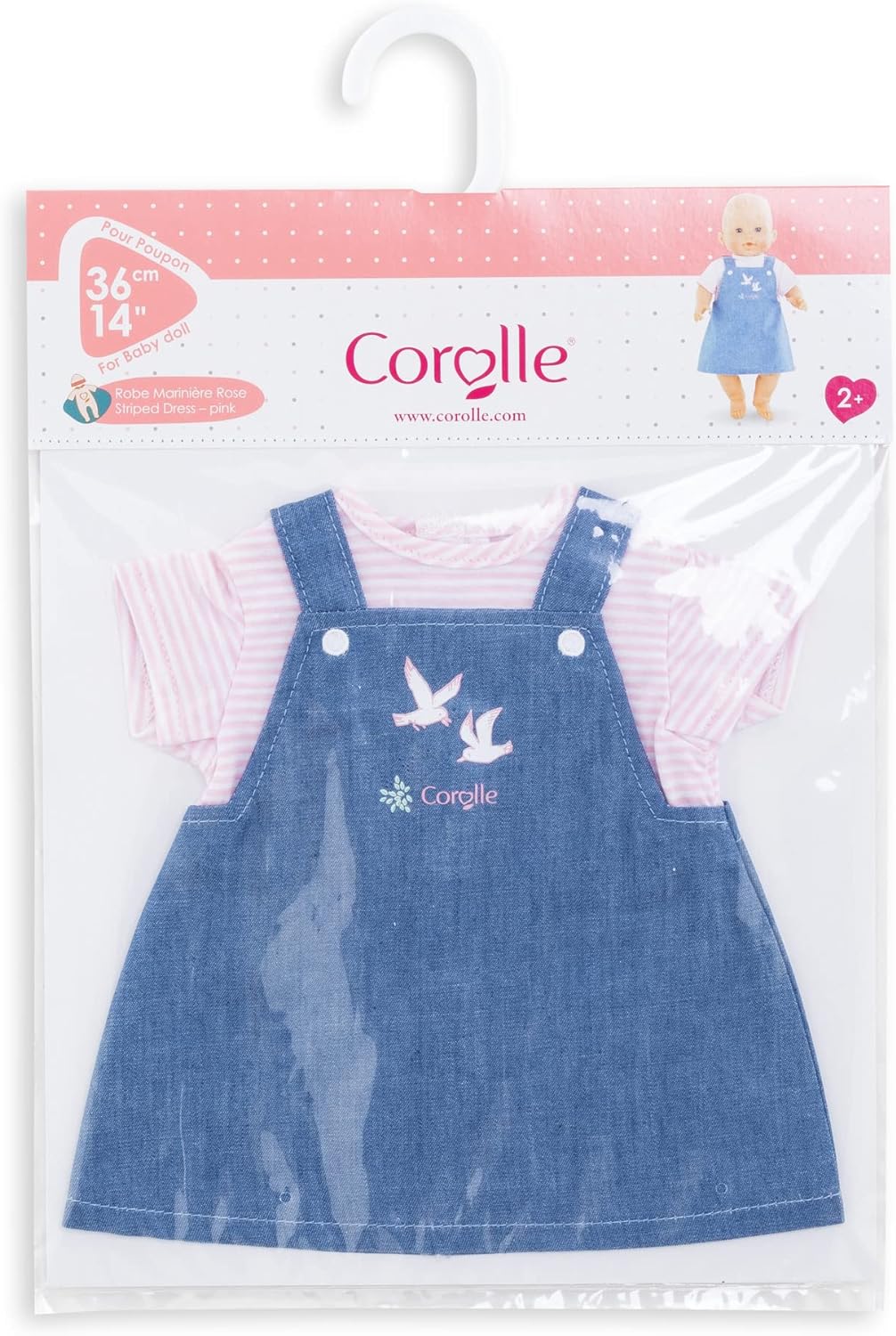 Corolle Kleid gestreift, Loire, Puppenzubehör, Puppenkleidung, für alle 36cm Babypuppen, ab 2 Jahre