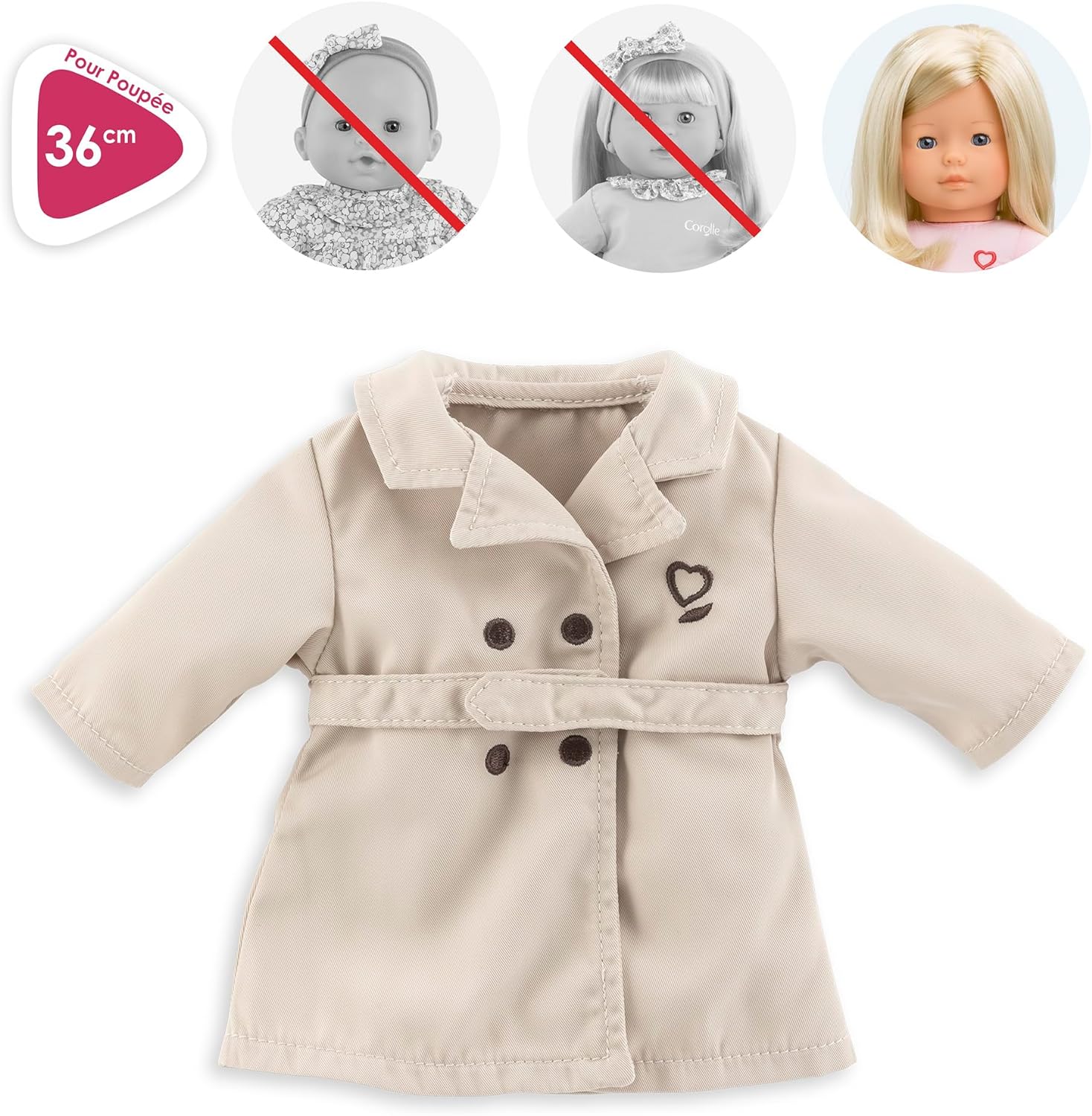 Corolle - Beige trench coat for Ma doll, from 4 years old, 9000212560