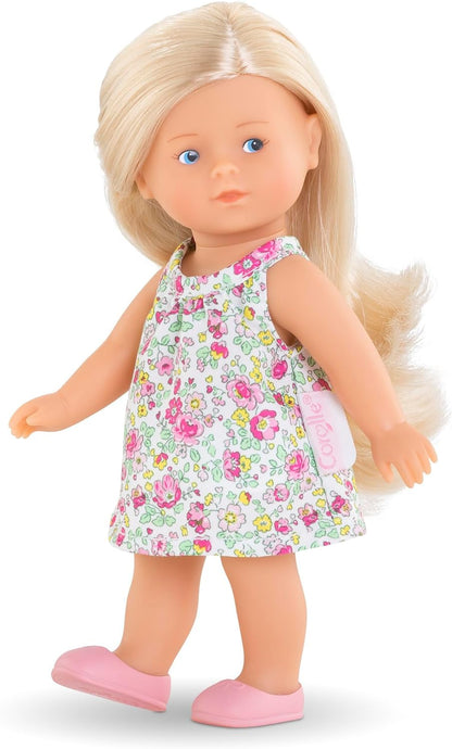 Les Trendies Corolline Rosy Miniwelt Set, Vollvinylpuppe mit langem Haar, Bürste, extra Outfit in Geschenkbox, 4 Teile, Vanilleduft, 20cm, ab 3 Jahren