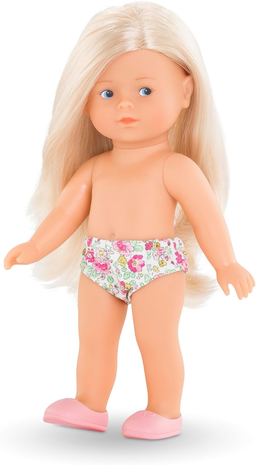 Les Trendies Corolline Rosy Miniwelt Set, Vollvinylpuppe mit langem Haar, Bürste, extra Outfit in Geschenkbox, 4 Teile, Vanilleduft, 20cm, ab 3 Jahren