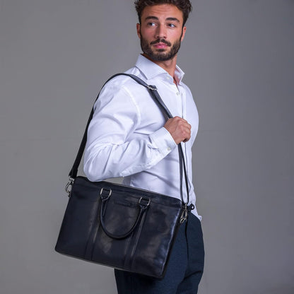 dbramante1928 - Nordborg laptoptas 15 inch voor dames en heren - aktetas met afneembare en verstelbare schouderriem - van echt volnerfleer