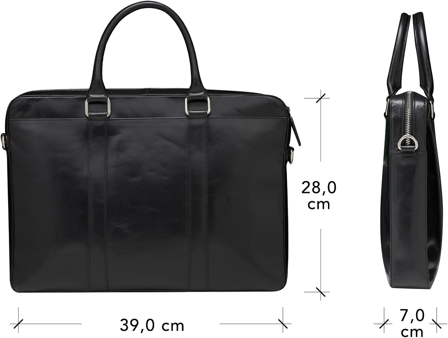 dbramante1928 - Nordborg laptoptas 15 inch voor dames en heren - aktetas met afneembare en verstelbare schouderriem - van echt volnerfleer