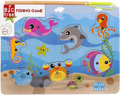 angling game sea creatures junior 30 cm wood blue 9-piece