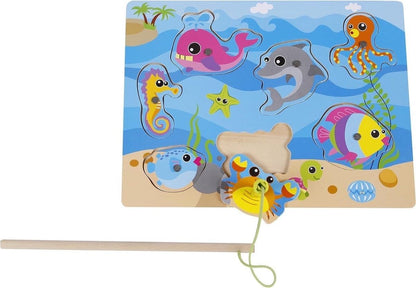 angling game sea creatures junior 30 cm wood blue 9-piece