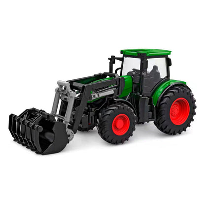 Kids Globe RC Tractor 2.4 GHz (Bull Dog with Light and Front Loader, Length: 27 cm, Green, with Remote Control, from 6 Years) 510310