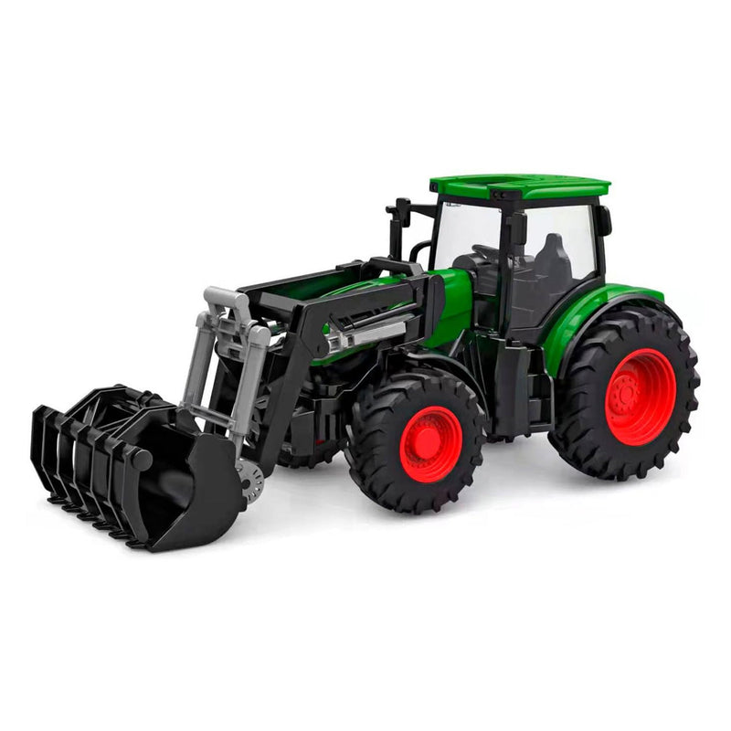 Kids Globe RC Tractor 2.4 GHz (Bull Dog with Light and Front Loader, Length: 27 cm, Green, with Remote Control, from 6 Years) 510310