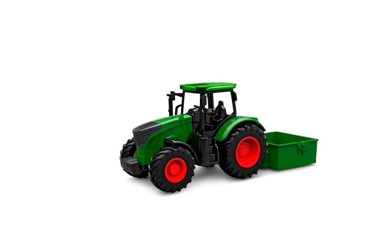 Kids Globe trattore a ruota libera con cassone ribaltabile (lunghezza: 27,5 cm, bulldog per bambini a partire da 3 anni, verde, veicolo agricolo, trattore) 540473