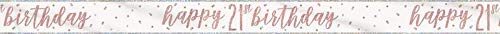 Unique Party 84853 21st Birthday Prism Plastic Banner - 9' | Glittery Rosegold | 1 Pc, Rose Gold