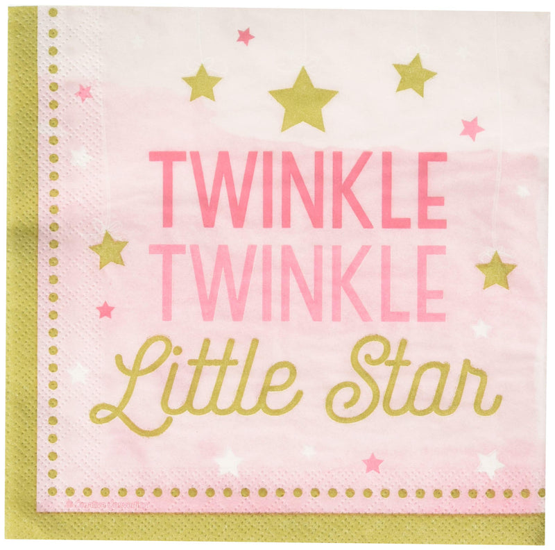 Creative Converting PC322251 Party Pink Twinkle Little Star 2-Ply Lunch Napkins-16 Pcs, Tissue