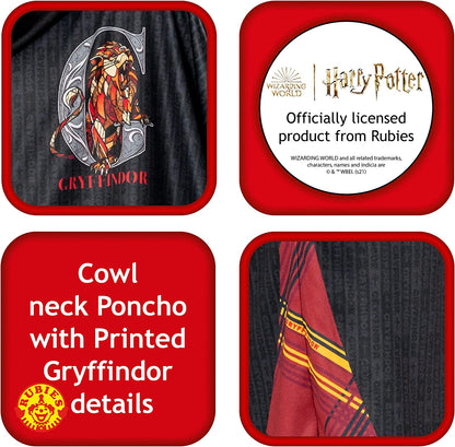 Rubies Official Harry Potter Gryffindor Child Poncho, Kids Fancy Dress