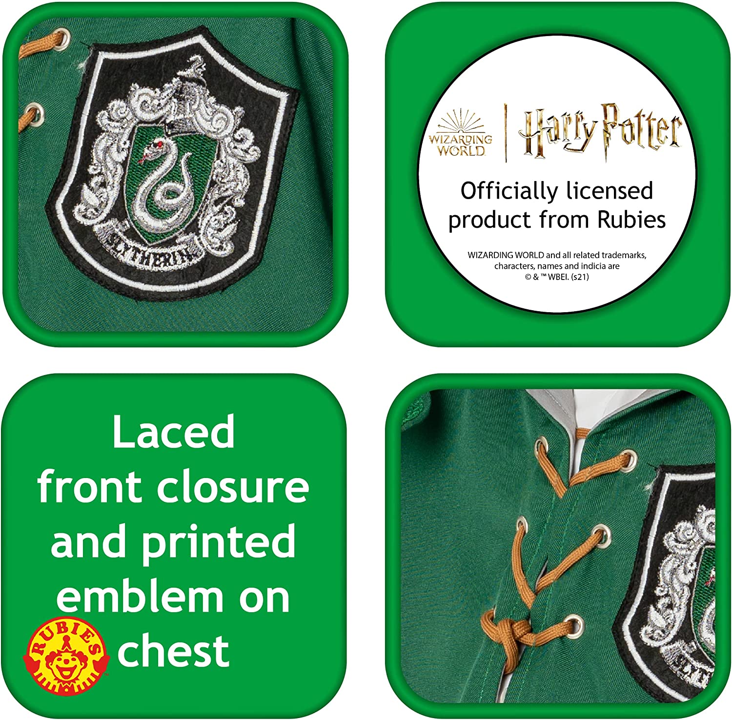 Rubies Official Harry Potter Slytherin Quidditch Child Robe, Kids Fancy Dress
