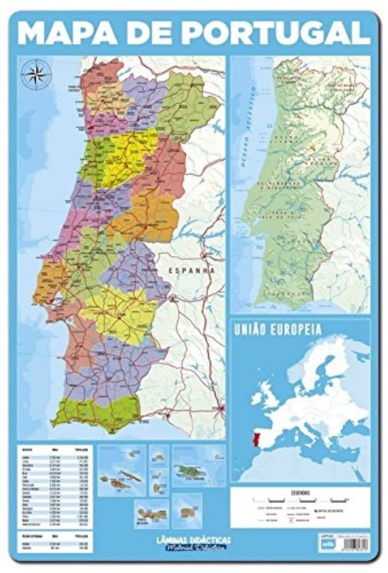 Grupo Erik editores Lamina Pedagogy en Portugues Map of Portugal