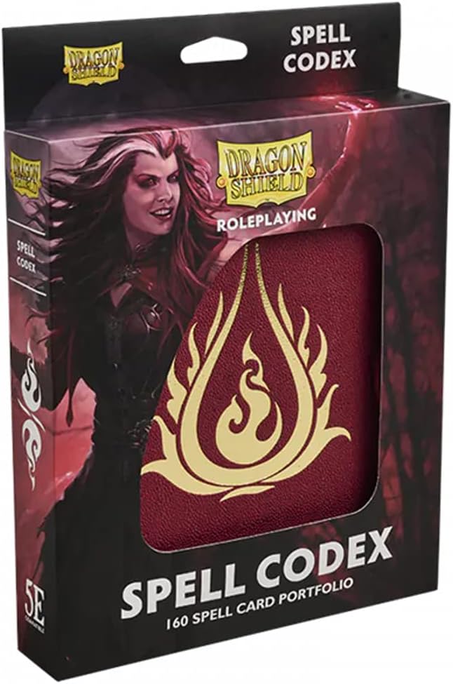 Dragon Shield: Roleplaying Spell Codex: Blood Red – Compatible with Official DND Spell Cards – Dry Erase Marker and 5e Compatible Spell Slot Tracker Included