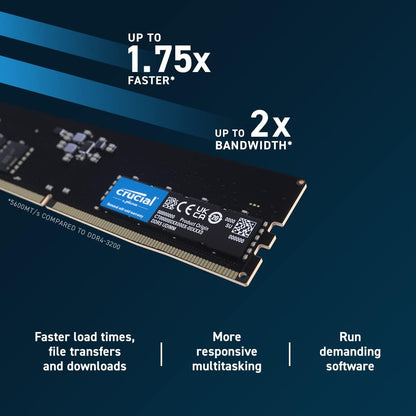 Crucial RAM 32GB Kit (2x16GB) DDR5 5600MHz (or 5200MHz or 4800MHz) Desktop Memory CT2K16G56C46U5